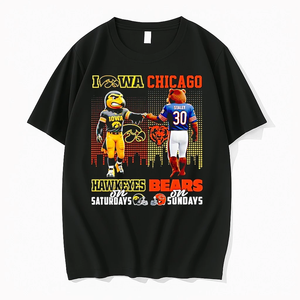 Iowa Hawkeyes On Saturdays Vs Chicago Bears On Sundays Gameday Mascot Shirts