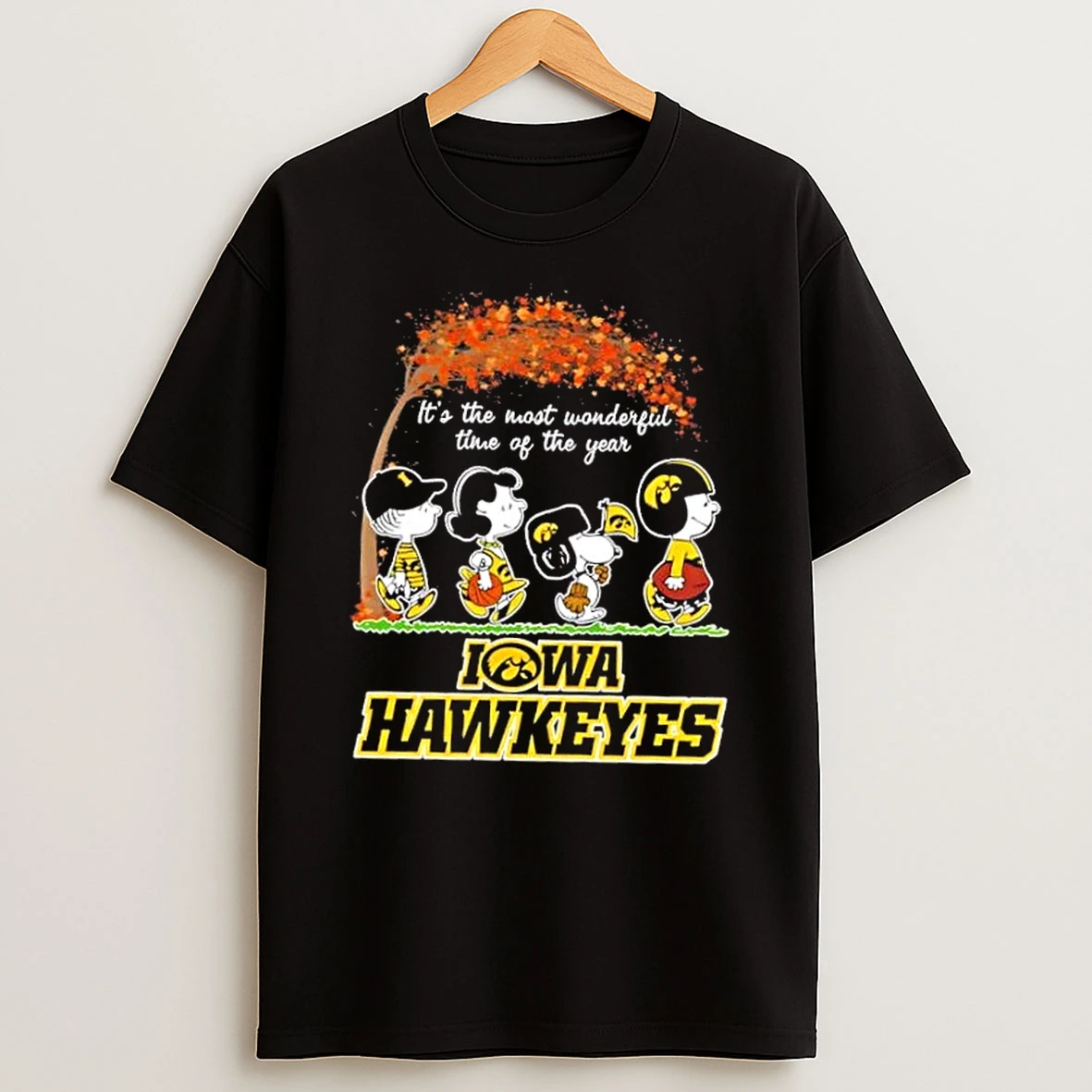 Iowa Hawkeyes X Peanuts Snoopy And Friends Autumn Its The Most Wonderful Time Of The Year Shirts