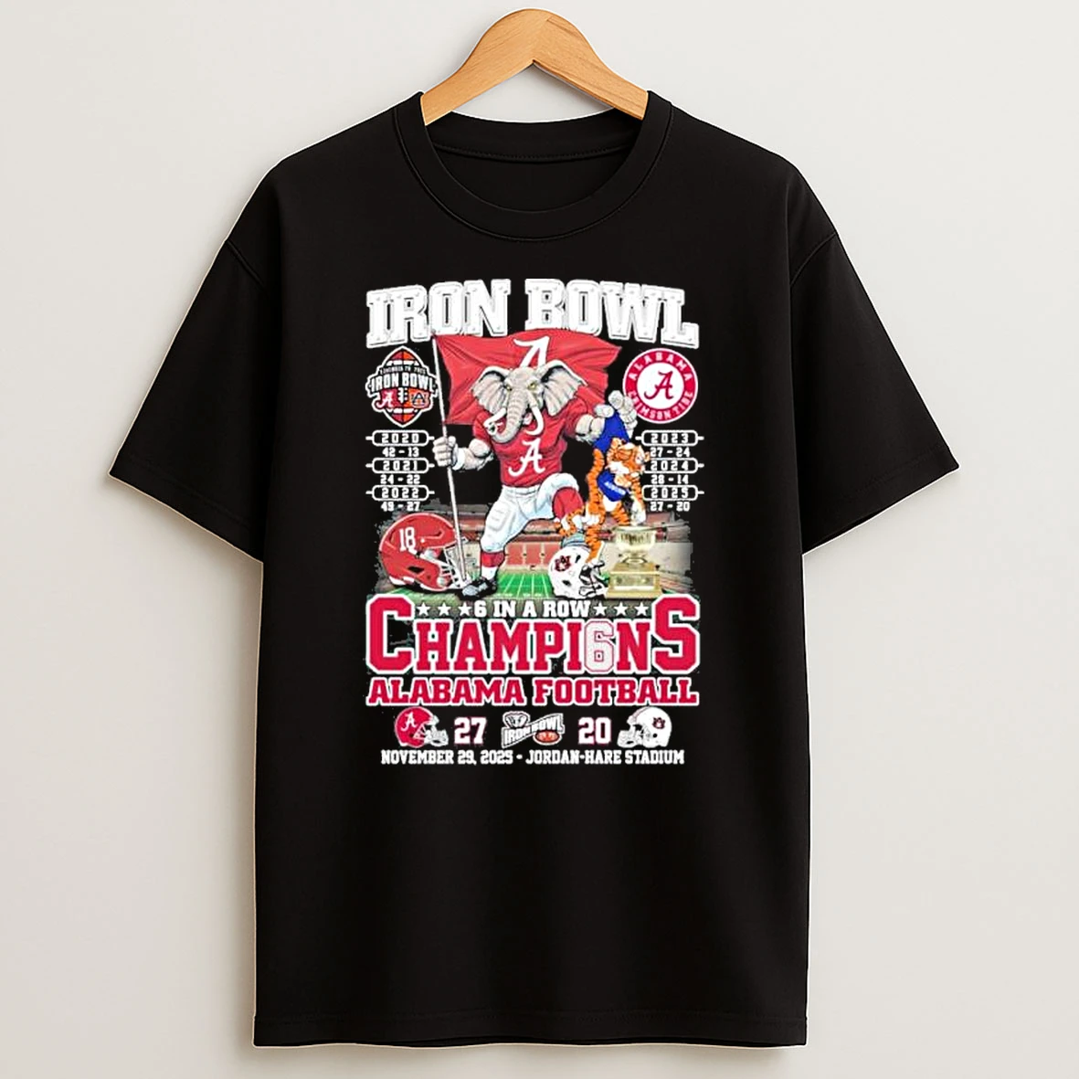 Iron Bowl 6 In A Row Champions Alabama Crimson Tide Mascot Shirts