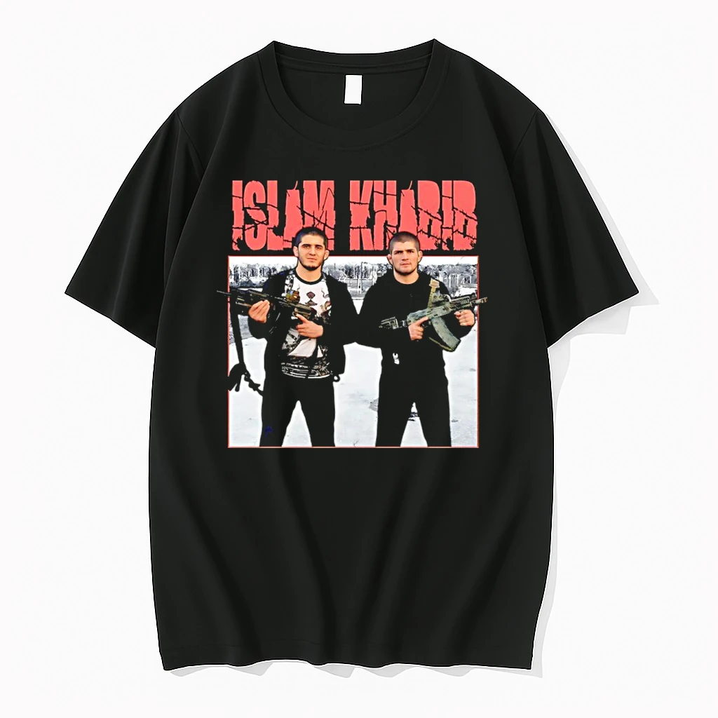 Islam And Khabib Holding Gun Graphic Shirts