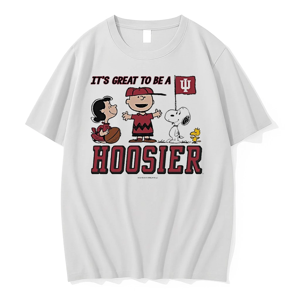Its Great To Be A Indiana Hoosier Lucy Van Pelt Charlie Brown Snoopy And Woodstock Shirts