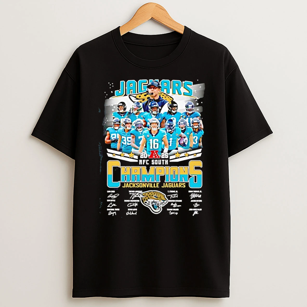 Jacksonville Jaguars 2025 Afc South Champions All Team Signature Shirts
