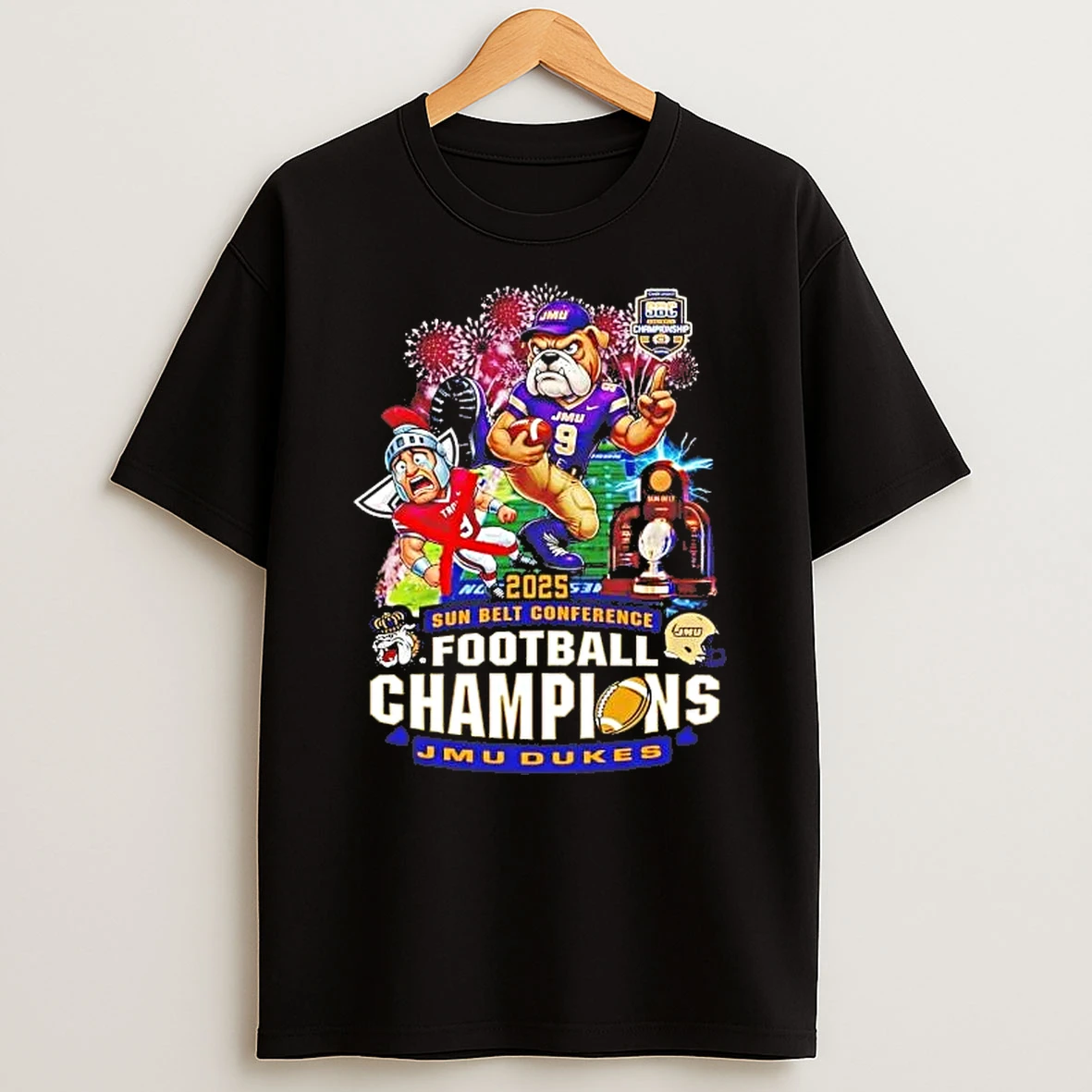 James Madison Dukes 2025 Sun Belt Conference Champions Mascot Shirts