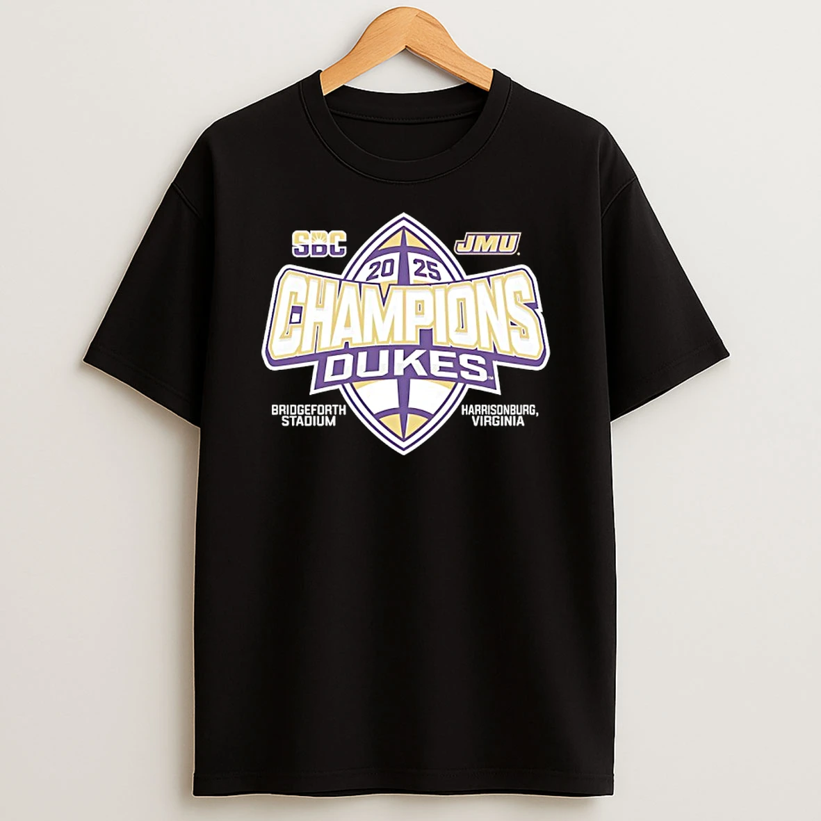 James Madison Dukes Sun Belt Football Champions 2025 Shirts