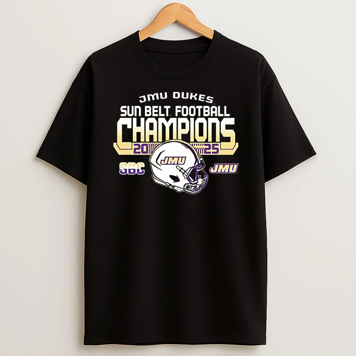 James Madison University Dukes Football 2025 Sun Belt Champions Helmet Shirts