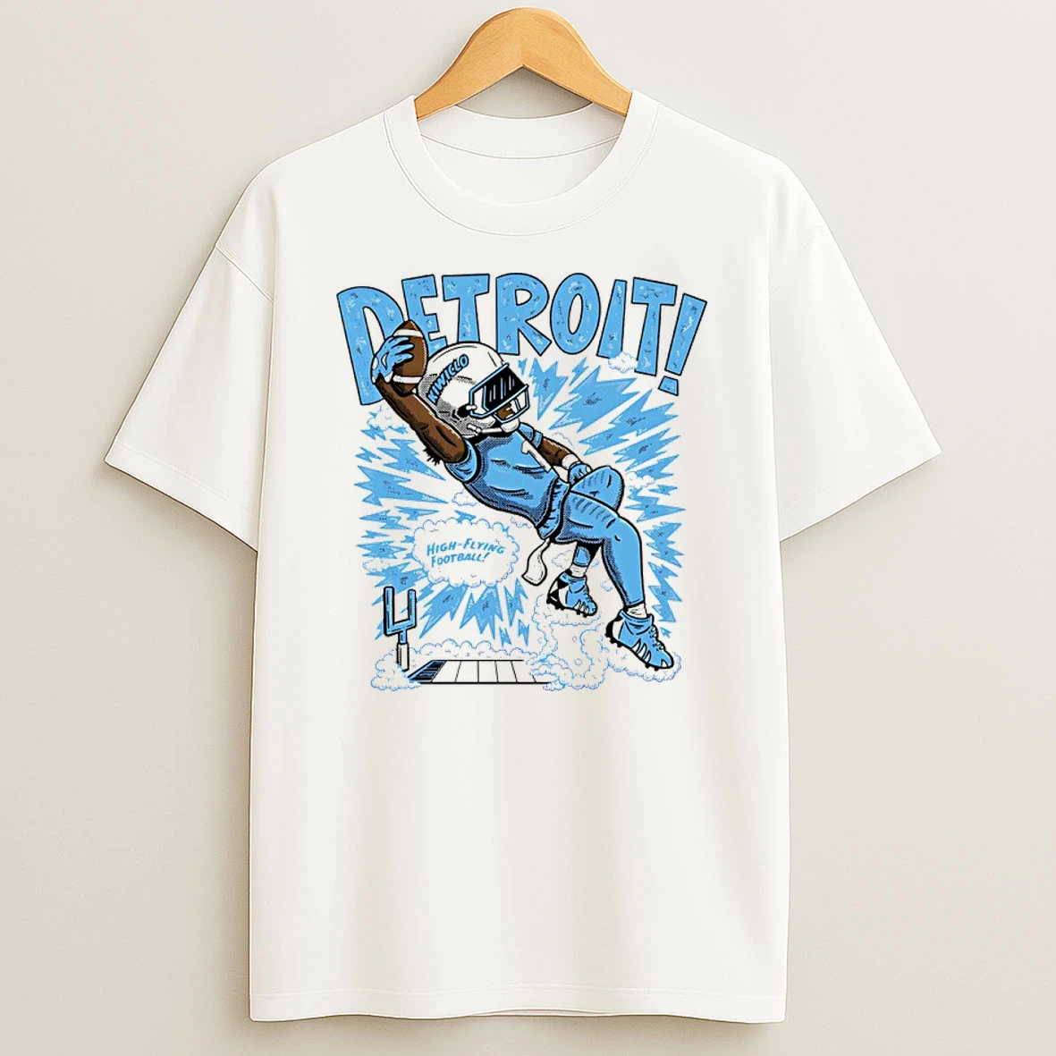 Jameson Williams Detroit Lions High Flying Football Graphic Shirts