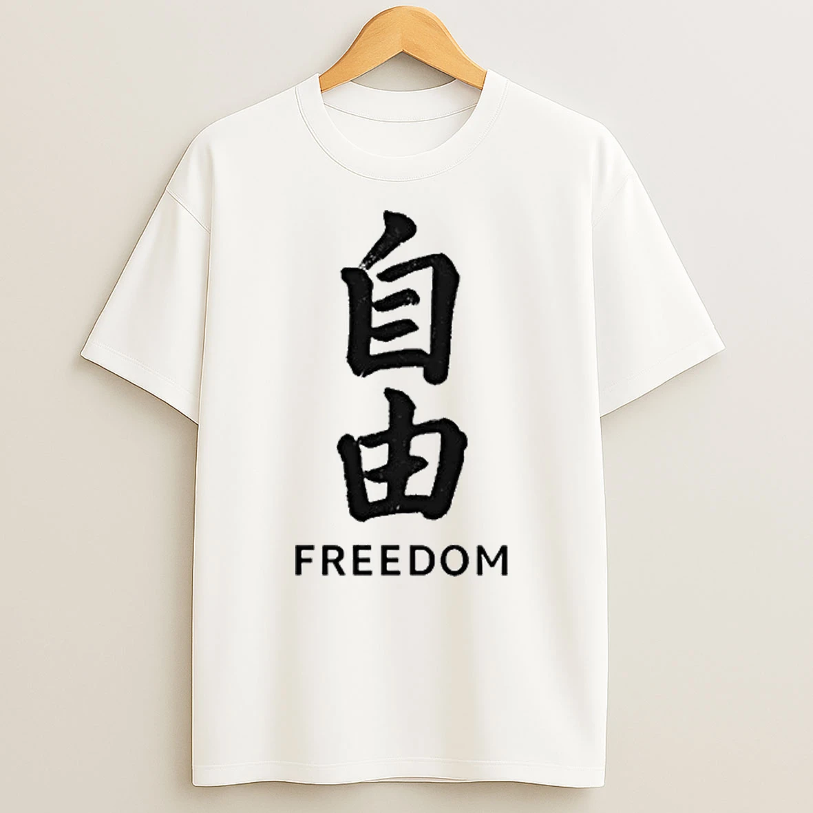 Japanese Freedom Character Bold Kanji Brushstroke Shirts