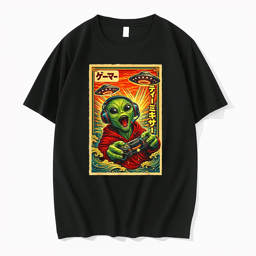 Japanese Retro Vintage Ufo Alien Gamer Shirts