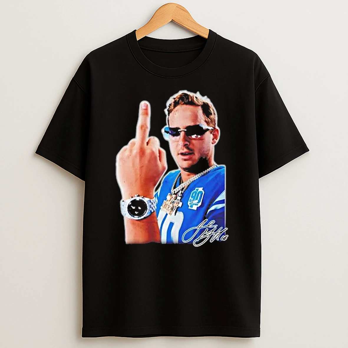 Jared Goff Middle Finger Signature Detroit Lions Shirts