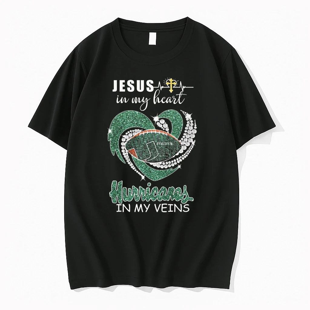 Jesus In My Heart Miami Hurricanes In My Veins Diamond Heart 2026 Shirts