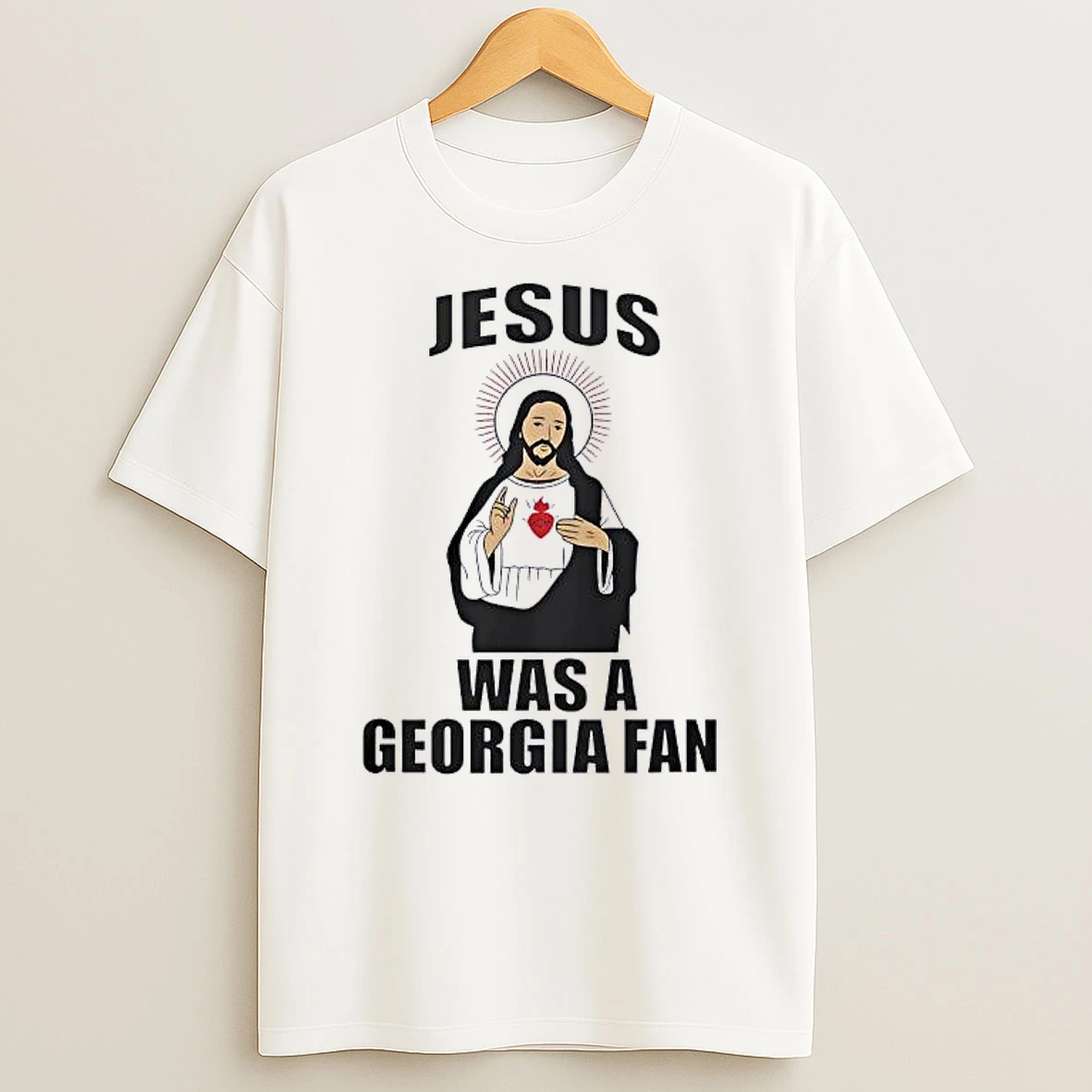 Jesus And Blazing Heart Was A Georgia Fan Shirts