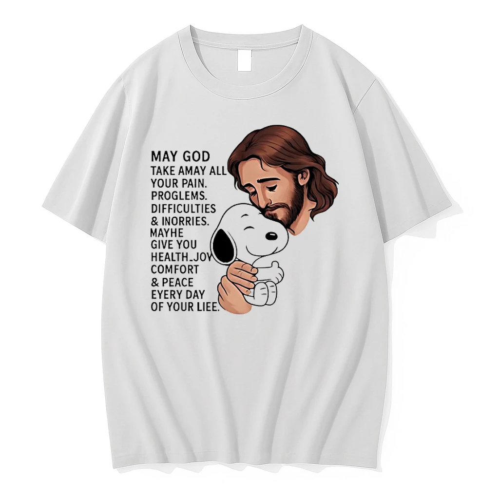 Jesus Ans Snoopy May God Take Away All Your Pain Problems Difficulties Shirts