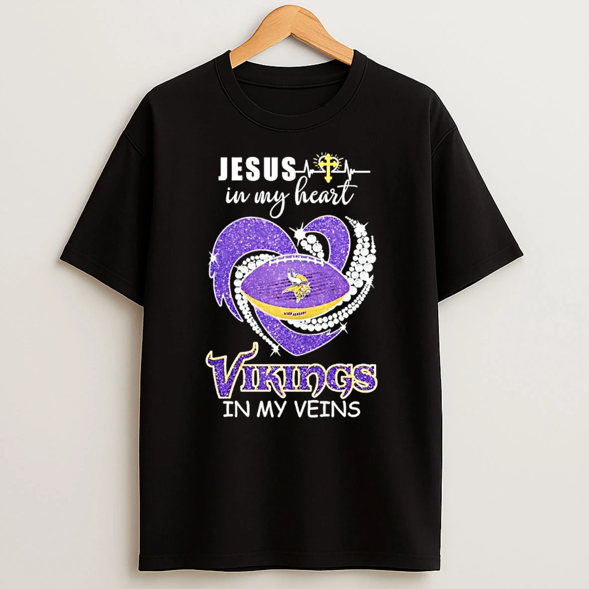 Jesus In My Heart Minnesota Vikings In My Veins Shirts