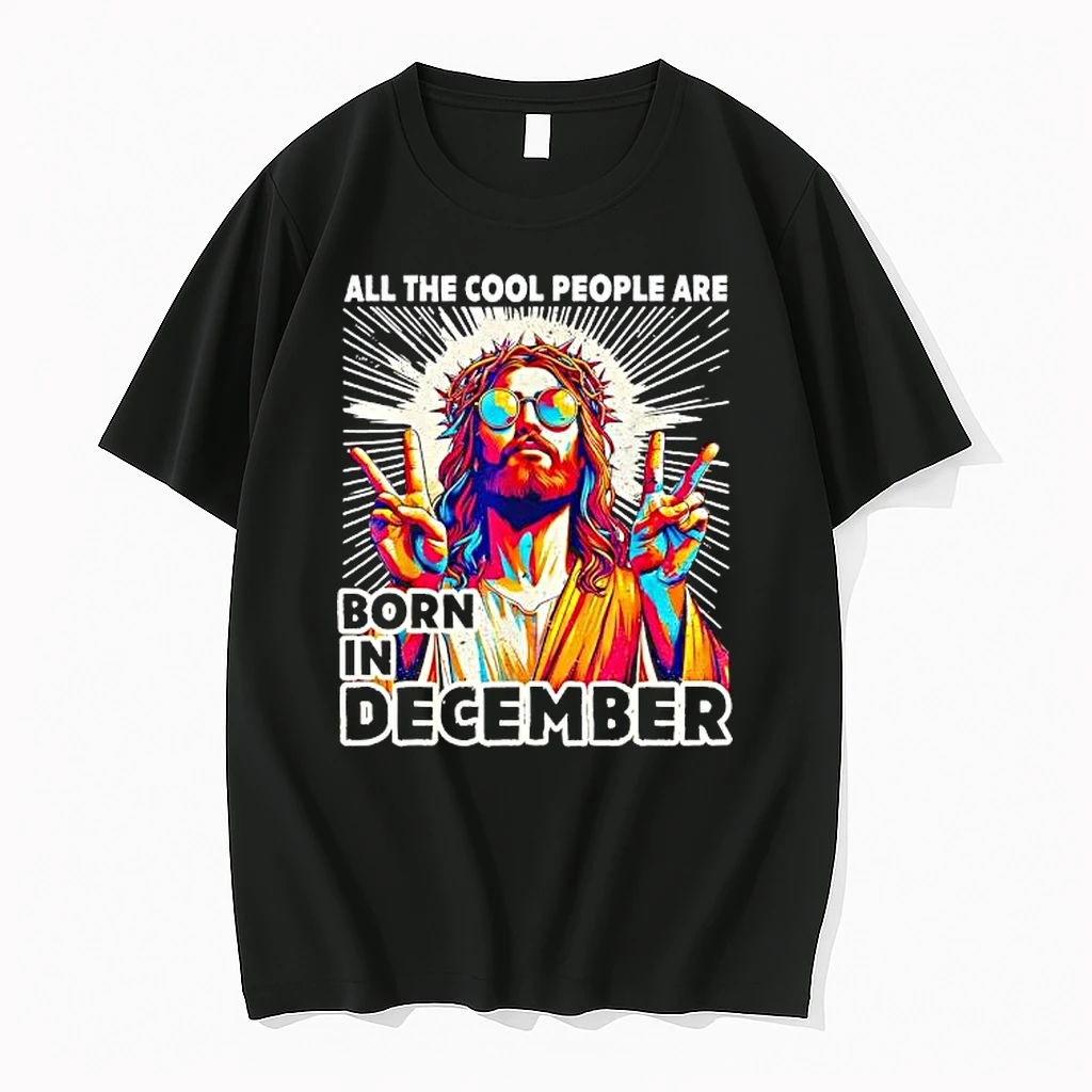 Jesus Making A Peace Sign All The Cool People Are Born In December Retro Shirts