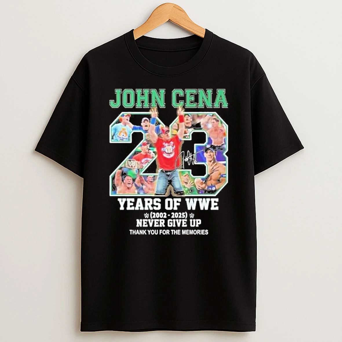 John Cena 23 Years Of Wwe 2002 2025 Never Give Up Shirts
