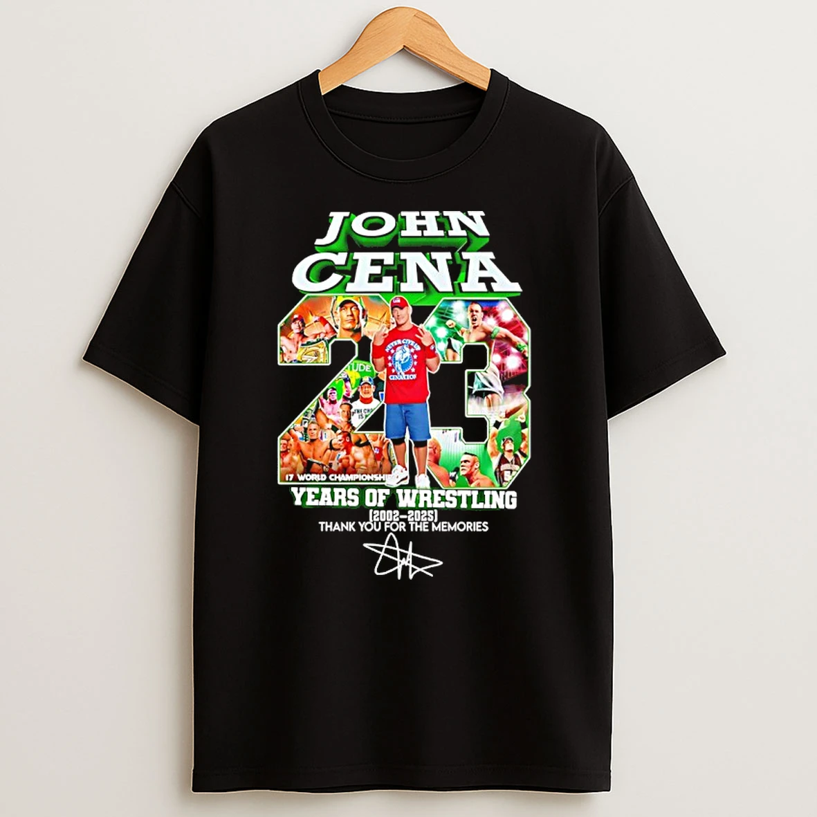 John Cena 23 Years Of Wrestling 2002 2025 Thank You For The Memories Signature Shirts