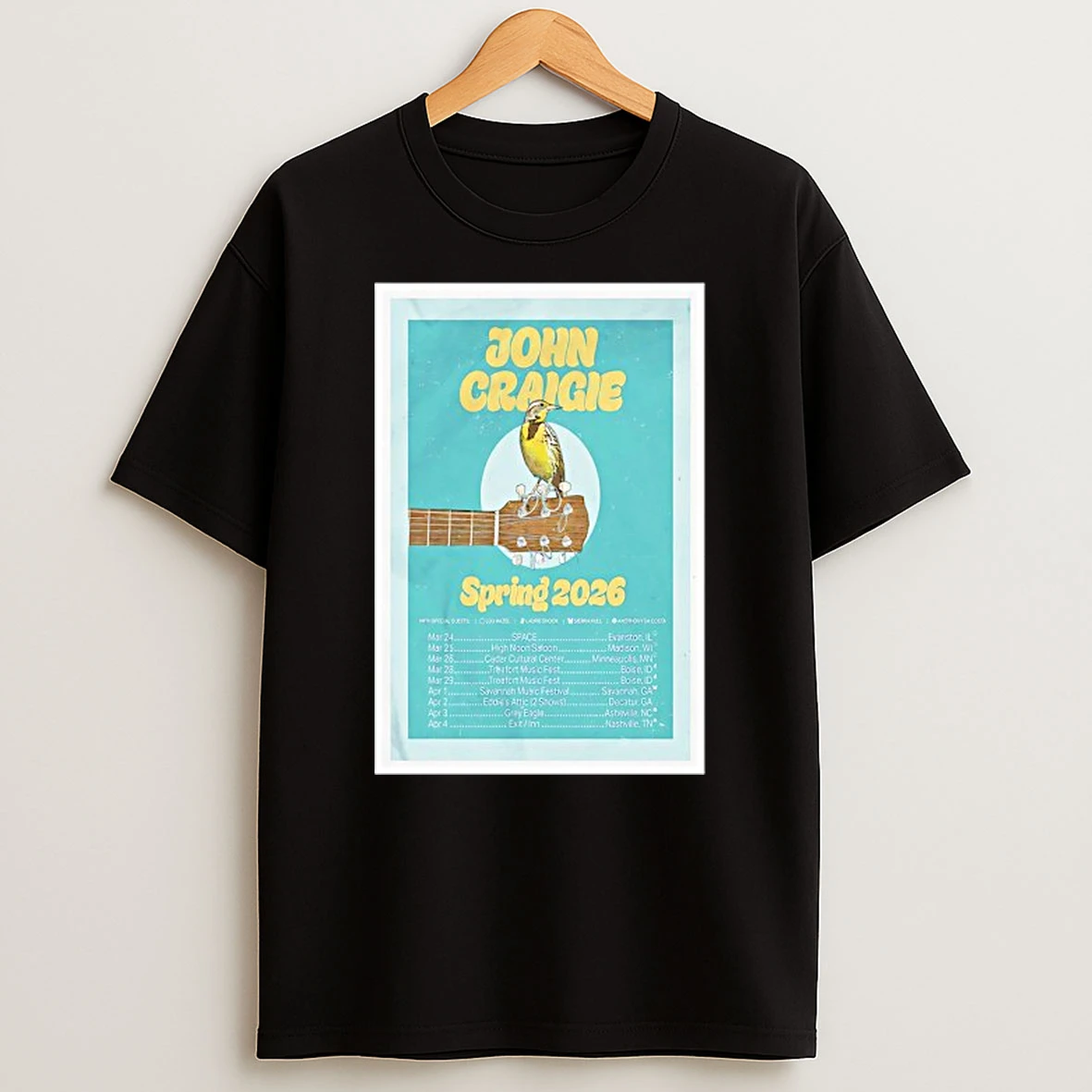 John Craigie Spring Tour 2026 Shirts