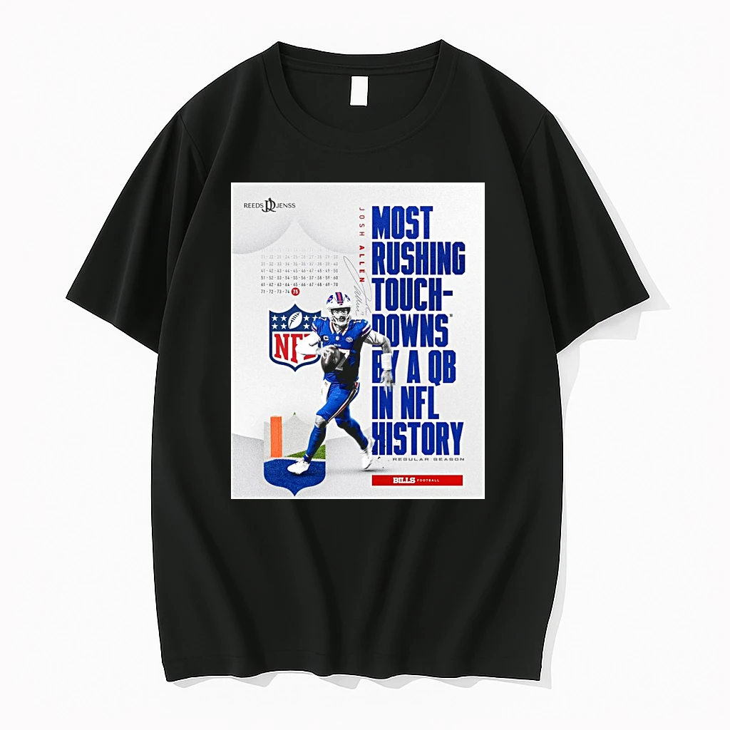 Josh Allen Buffalo Bills Most Rushing Touchdowns By A Qb In Nfl History 2025 Shirts