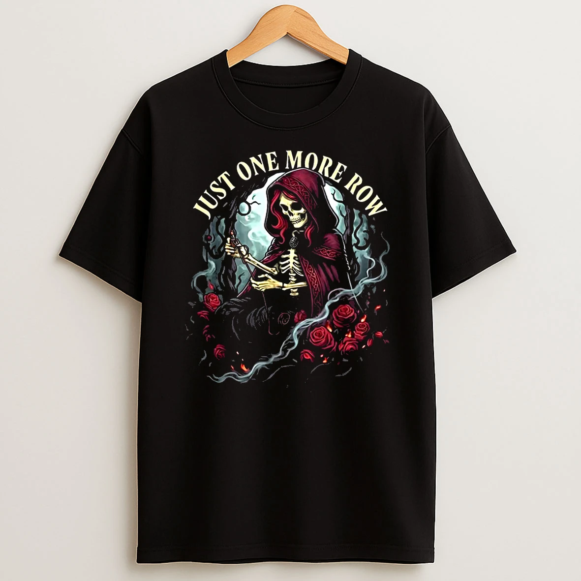 Just One More Row Crochet Skeleton Crocheting Knitting Lover Shirts