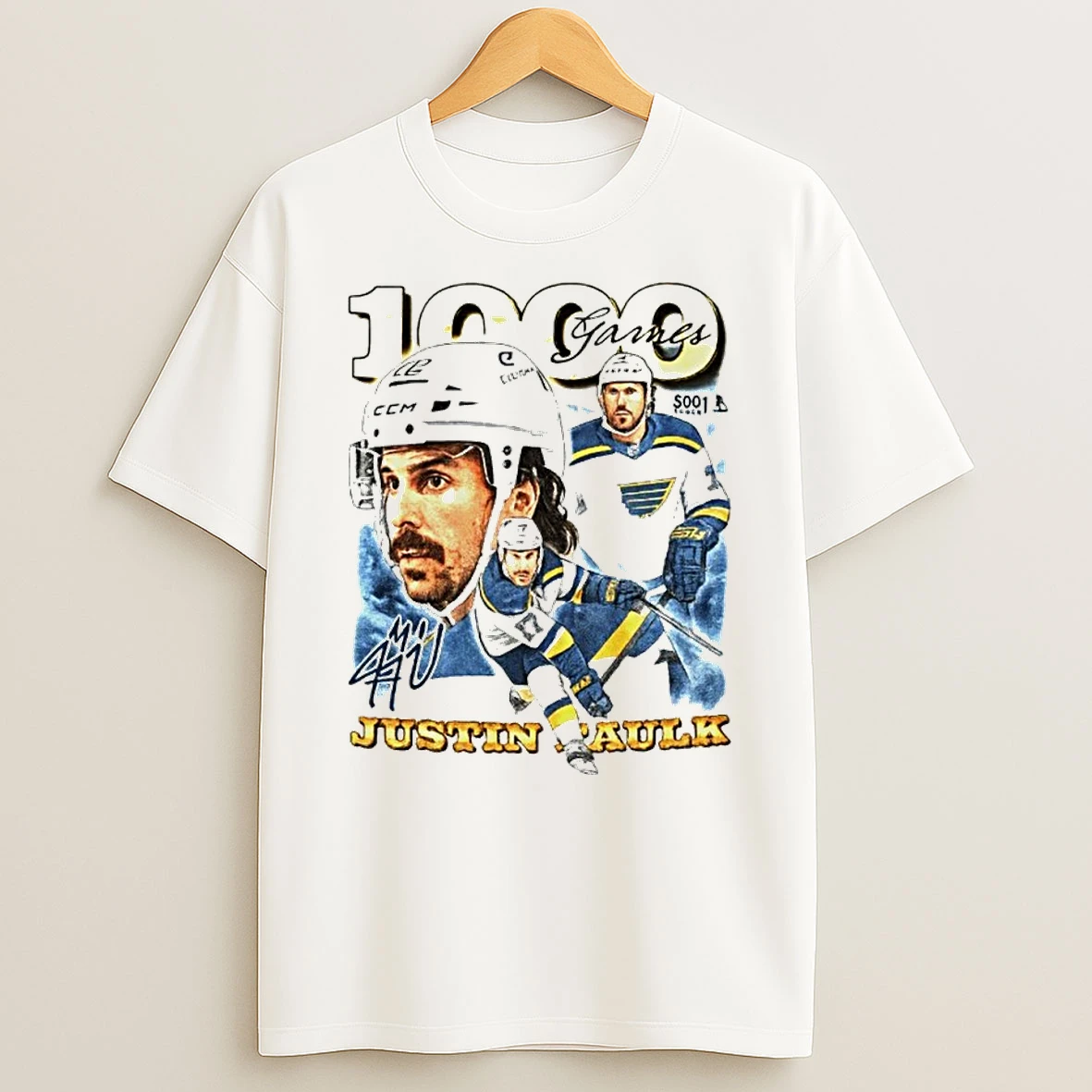 Justin Faulk St Louis Blues 1000 Games Shirts