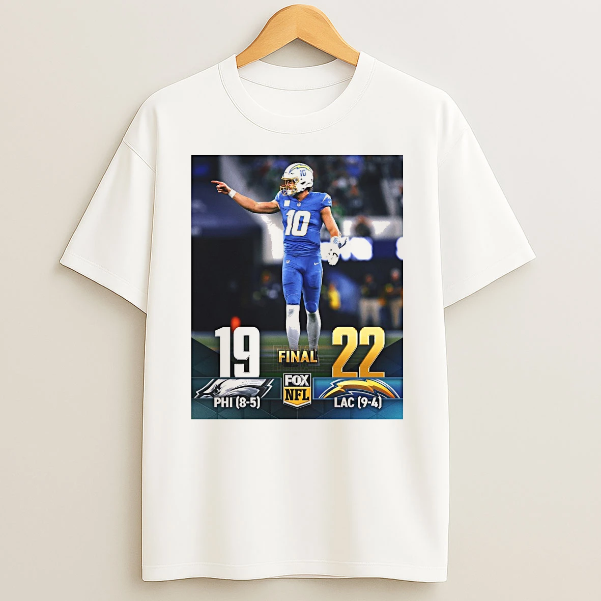 Justin Herbert Los Angeles Chargers Defeated Philadelphia Eagles 22 19 Nfl Monday Night Football Shirts