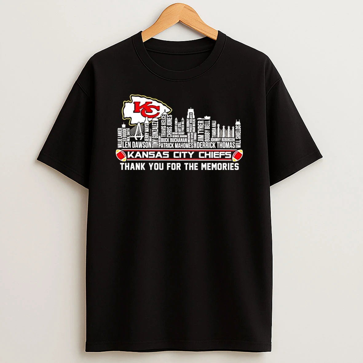 Kansas City Chiefs Players Names Skyline Thank You For The Memories Shirts