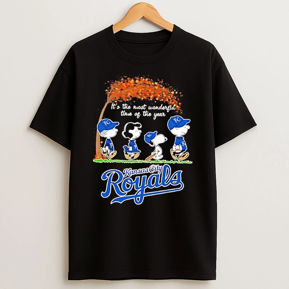 Kansas City Royals X Peanuts Snoopy And Friends Autumn Its The Most Wonderful Time Of The Year Shirts
