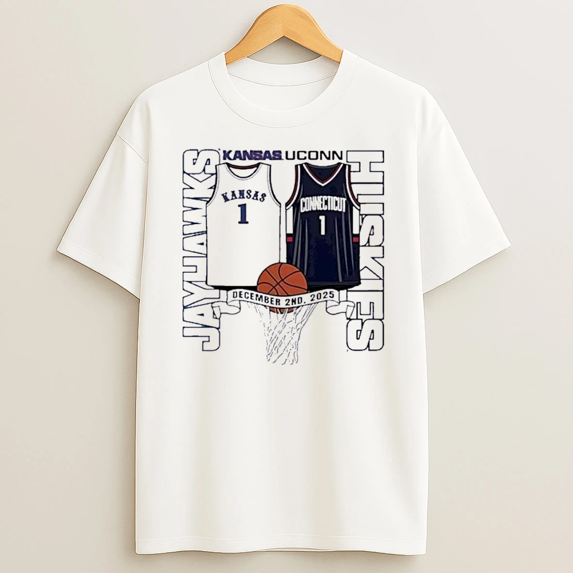 Kansas Jayhawks Vs Uconn Huskies Basketball 2025 Gameday Shirts