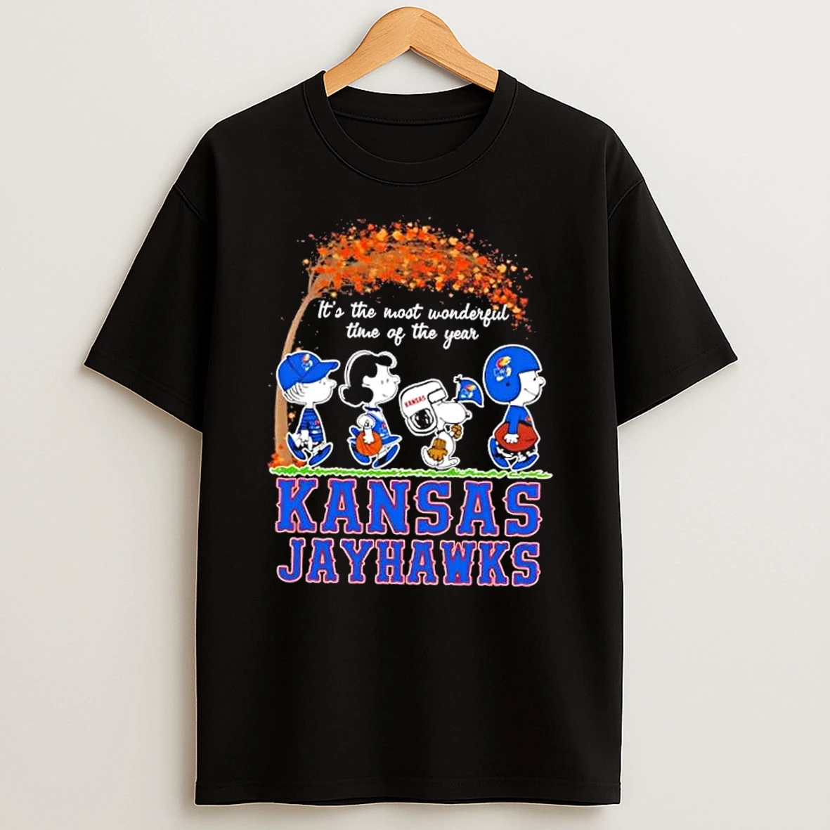 Kansas Jayhawks X Peanuts Snoopy And Friends Autumn Its The Most Wonderful Time Of The Year Shirts