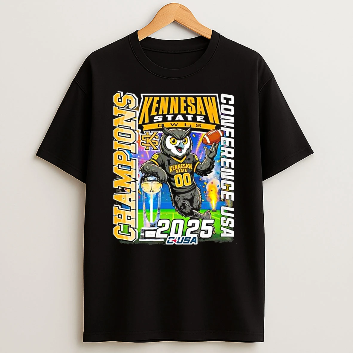 Kennesaw State Owls Mascot 2025 C Usa Football Champions Shirts
