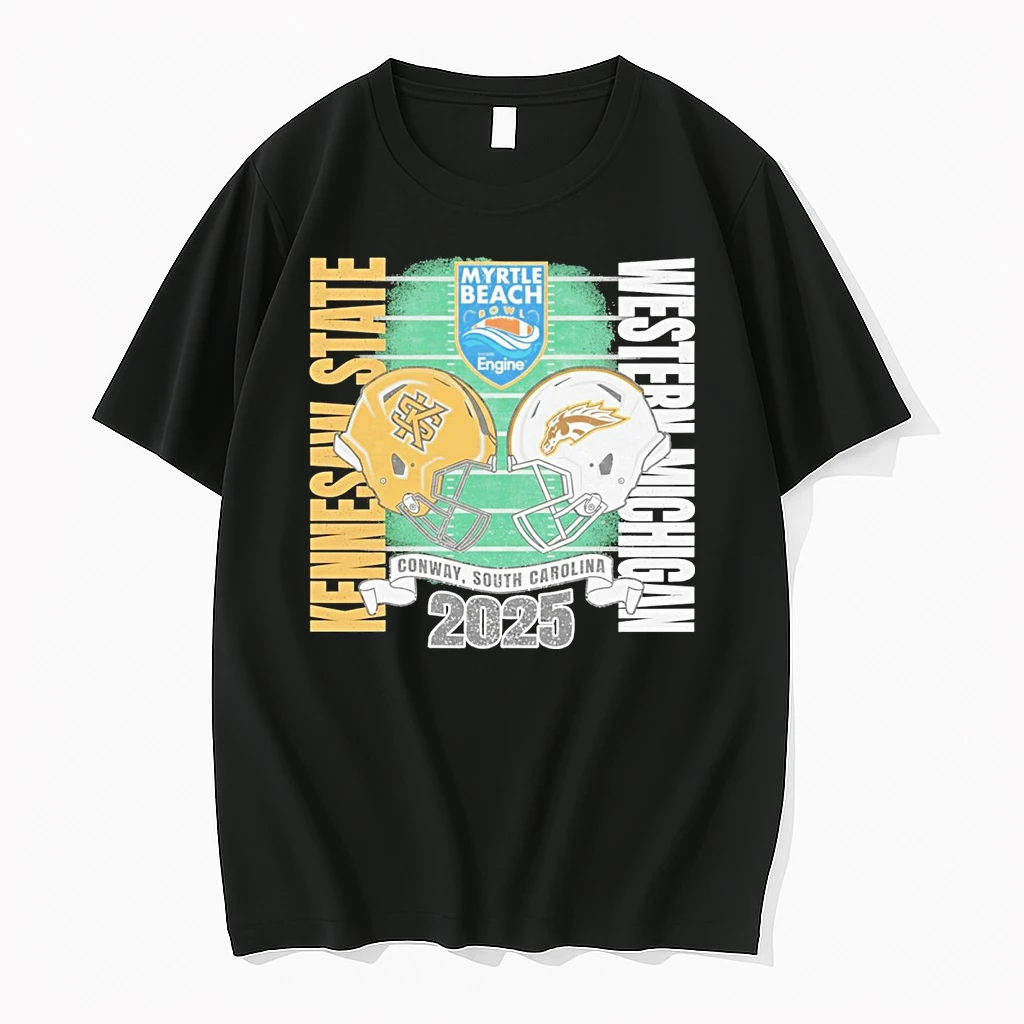 Kennesaw State Owls Vs Western Michigan 2025 Myrtle Beach Bowl Conway South Carolina Helmets Shirts