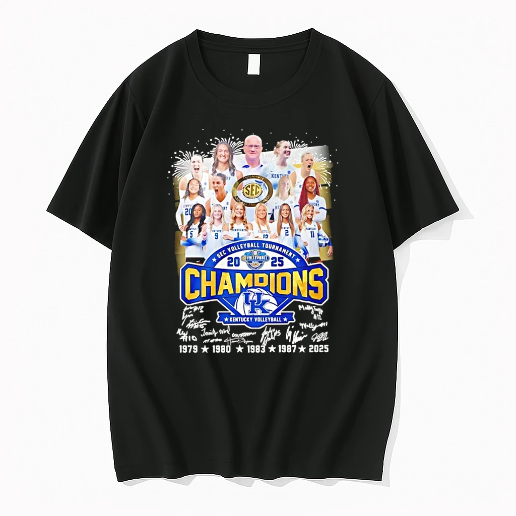 Kentucky Volleyball 2025 Sec Volleyball Tournament Champions Signatures Shirts