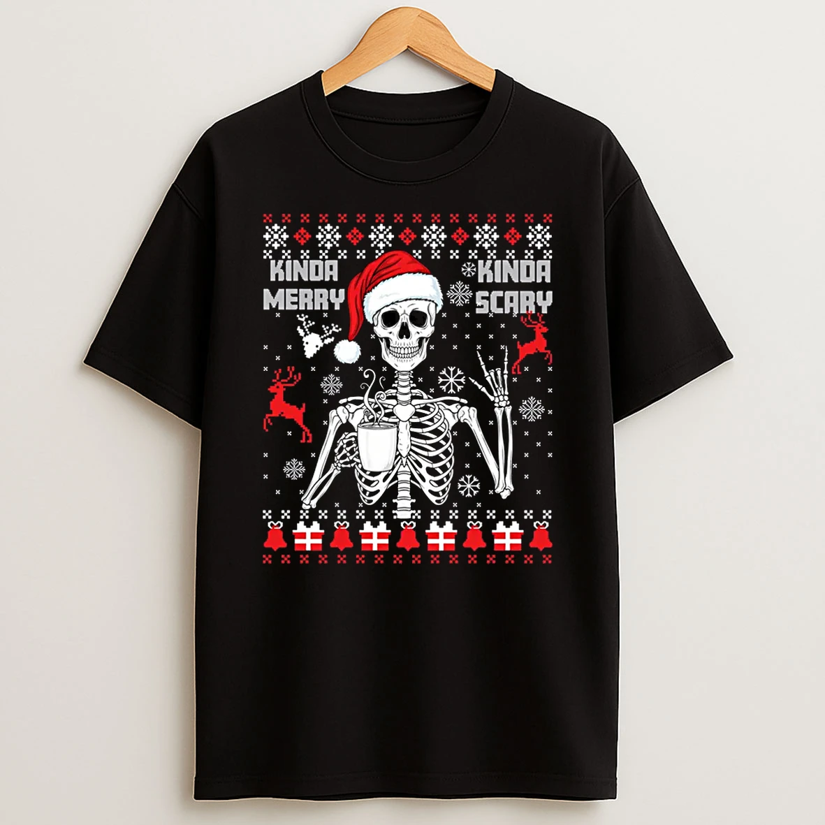Kinda Merry Kinda Scary Skeleton Ugly Christmas Shirts