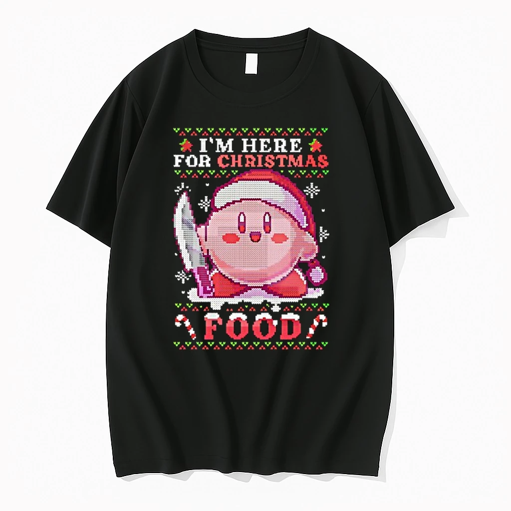 Kirby Holding Knife Im Here For Christmas Ugly Fooda Shirts