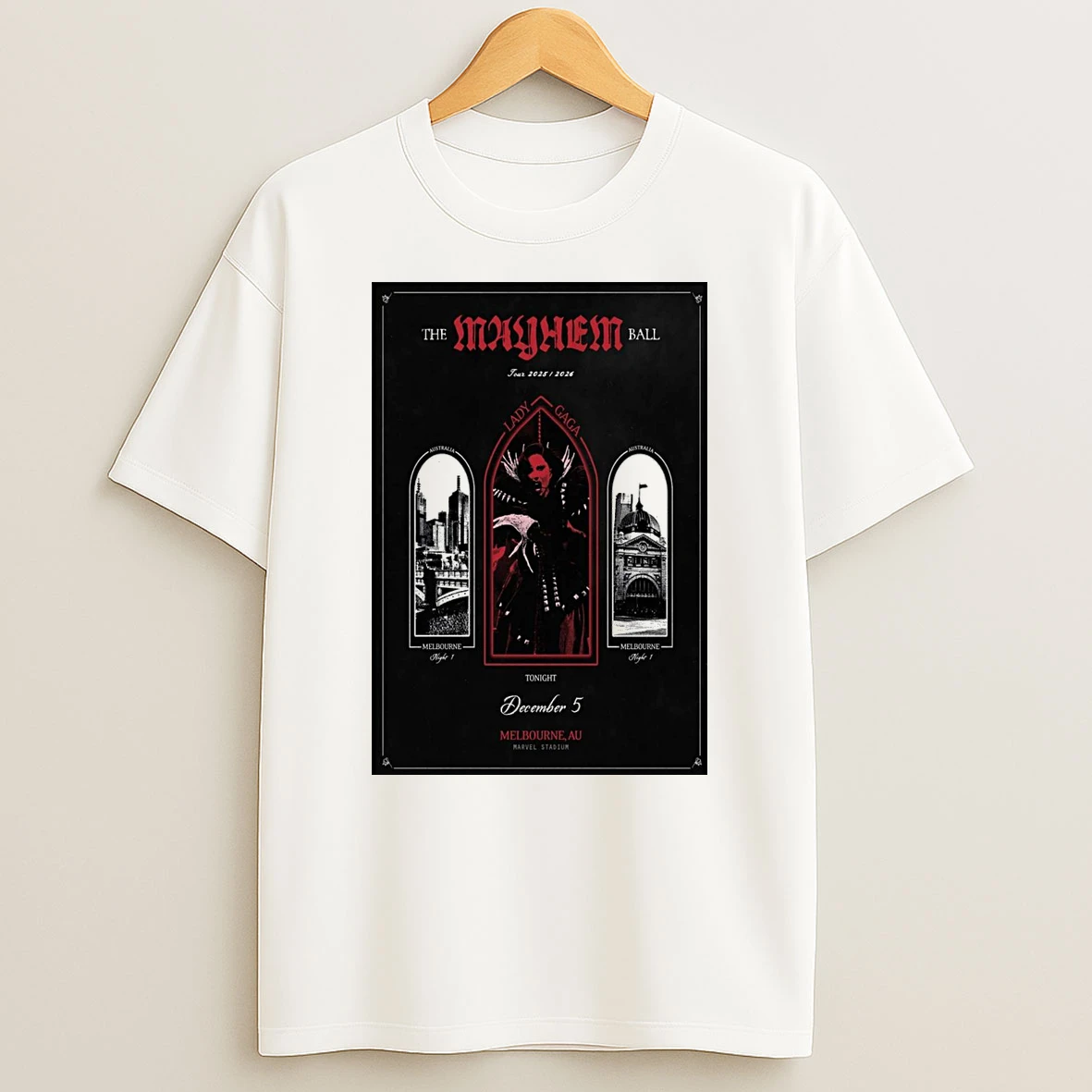 Lady Gaga At Marvel Stadium On December 5 2025 Shirts