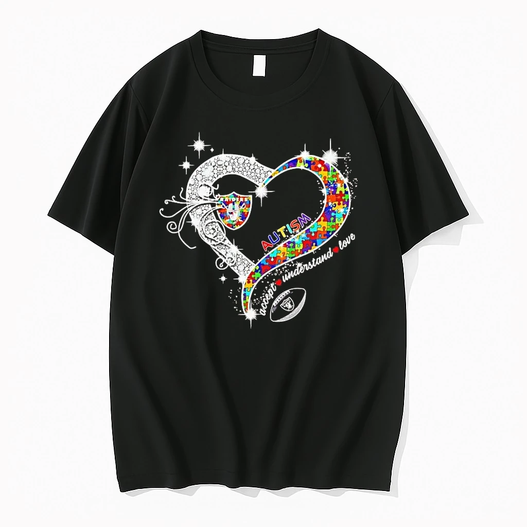 Las Vegas Raiders Autism Accept Understand Love Diamond Heart Shirts