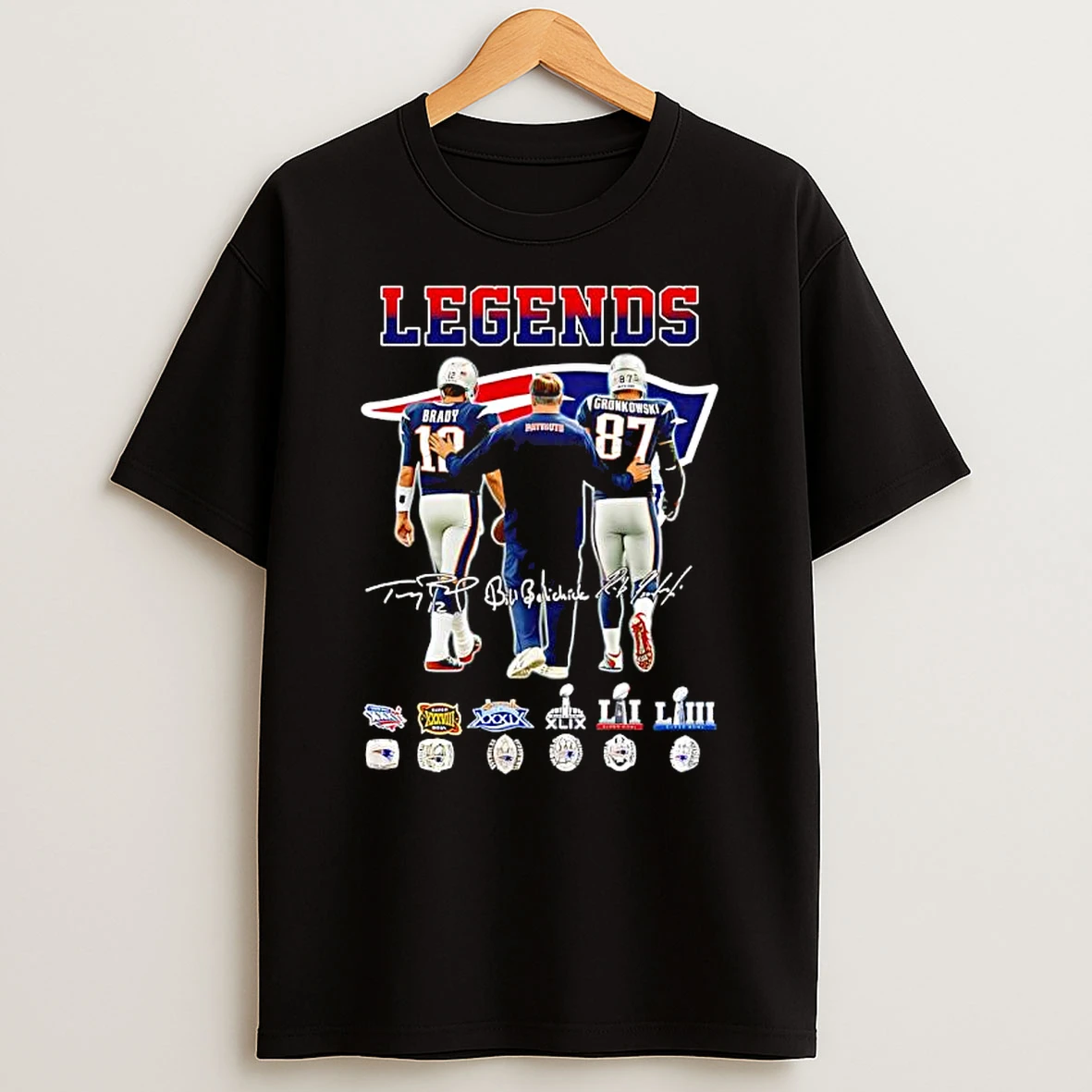 Legends New England Patriots Super Bowl Champions Signatures Shirts