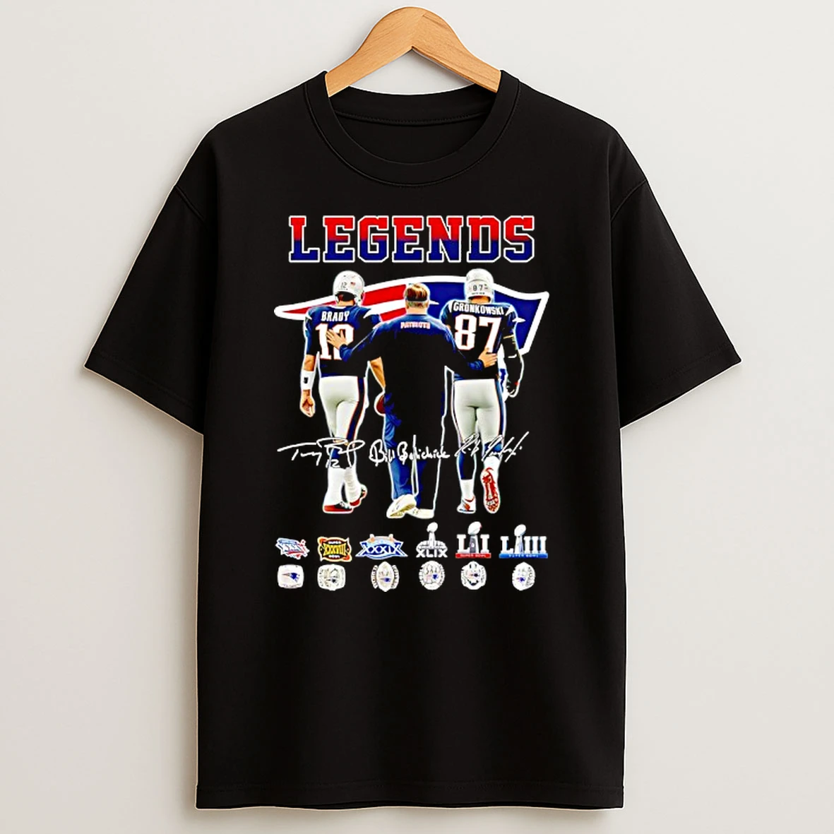 Legends And Coach New England Patriots Super Bowl Signatures Shirts
