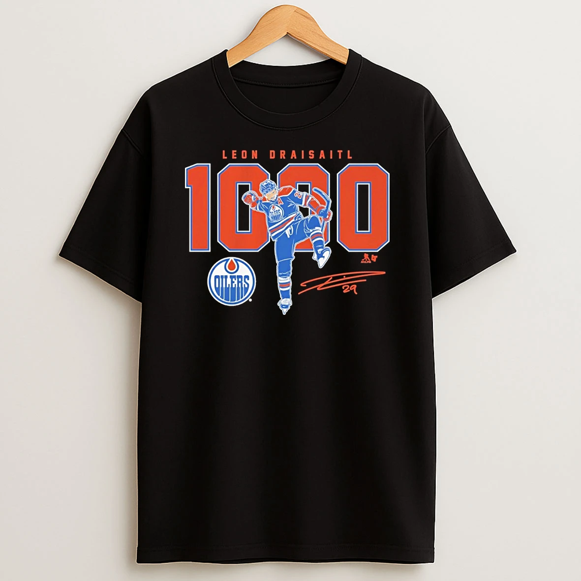 Leon Draisaitl 1000 Career Points Milestone Edmonton Oilers Signature Shirts