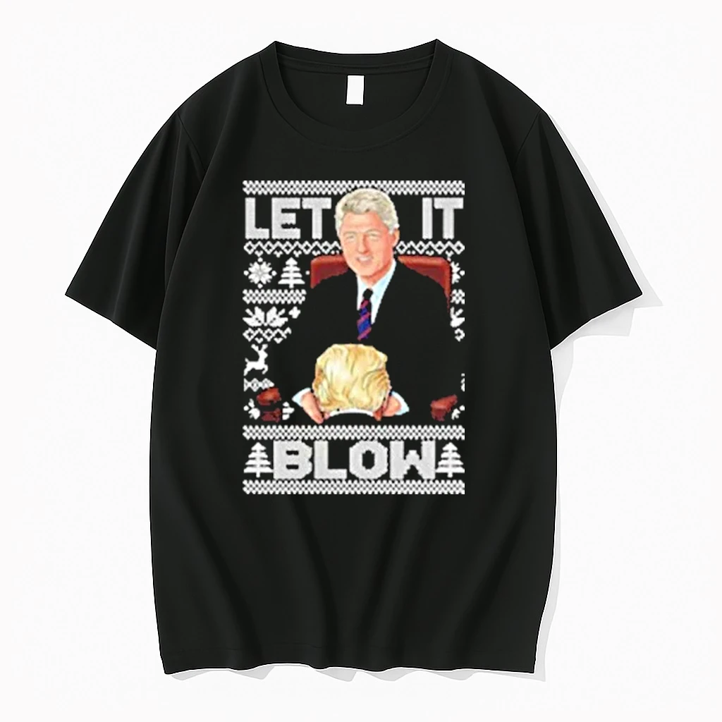 Let It Blow Donald Trump And Bill Clinton Ugly Christmas Caricature Shirts