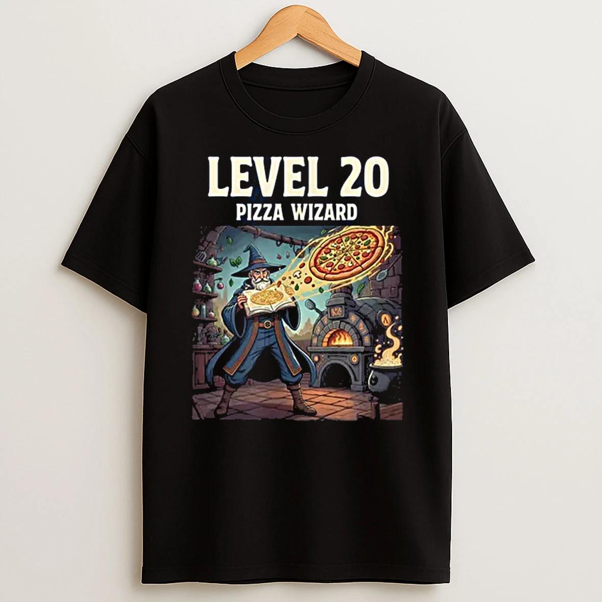 Level 20 Pizza Wizard Fantasy Food Magic Shirts