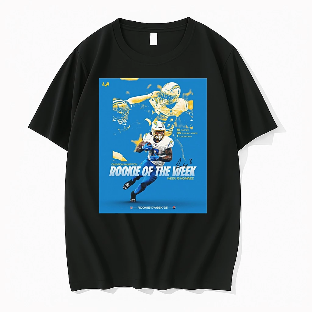 Los Angeles Chargers Omarion Hampton Week 16 Rookie Of The Week Nominee Signature Shirts