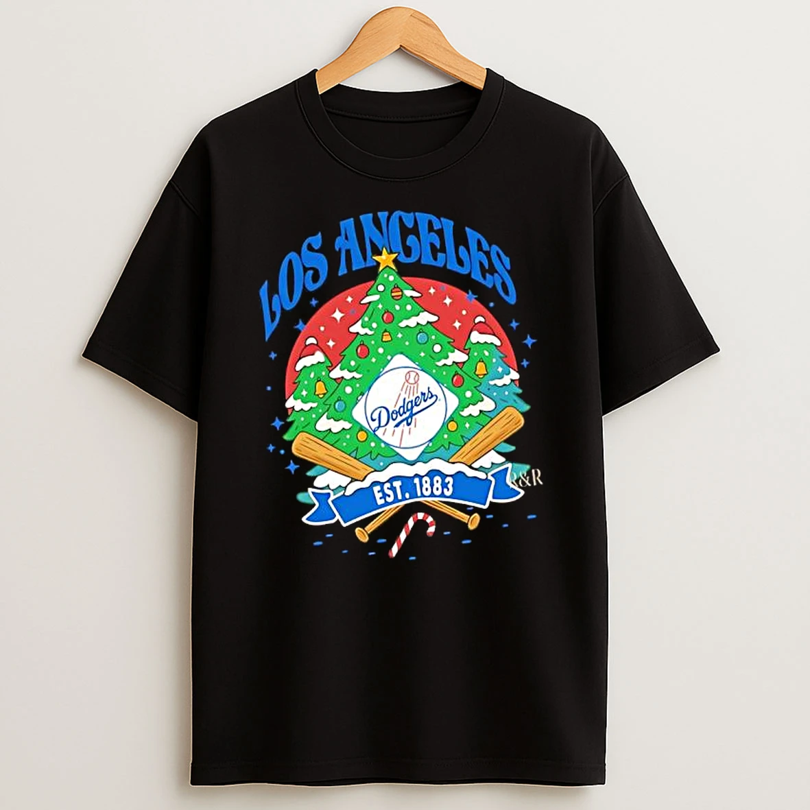 Los Angeles Dodgers Ugly Christmas Tree Motif Est 1883 Logo Shirts