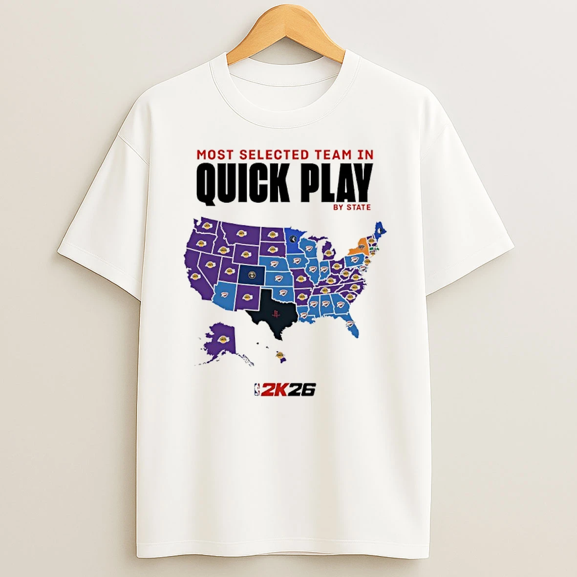 Los Angeles Lakers Most Selected Team In Quick Play By State Nba 2k26 Shirts