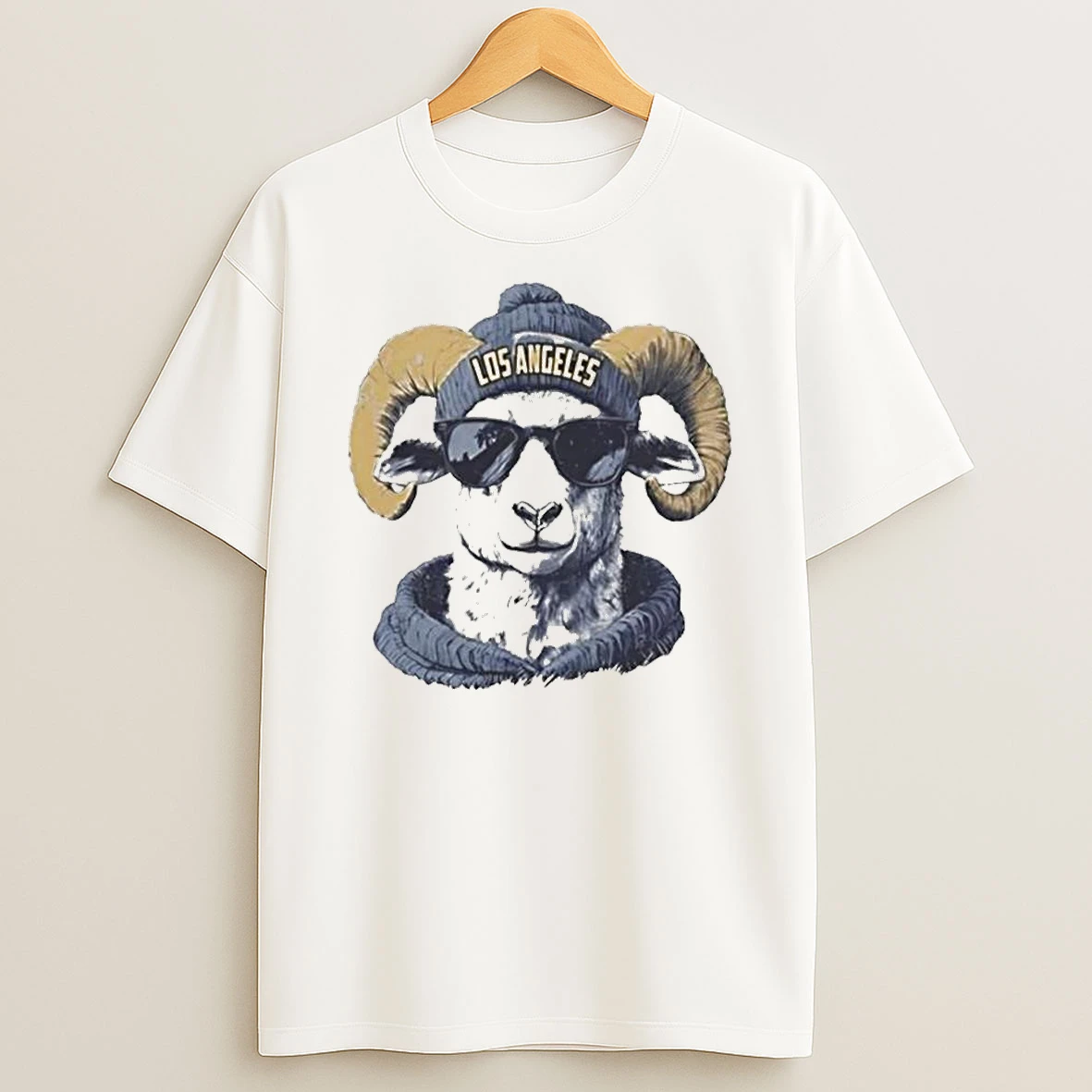 Los Angeles Rams Mascot Wearing A Beanie And Sunglasses Shirts