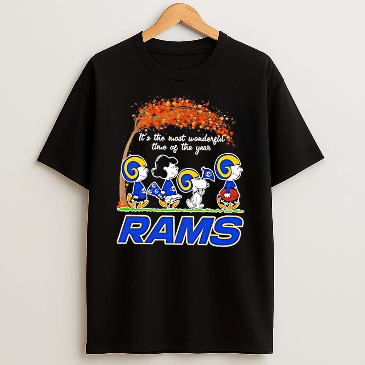 Los Angeles Rams X Peanuts Snoopy And Friends Autumn Its The Most Wonderful Time Of The Year Shirts
