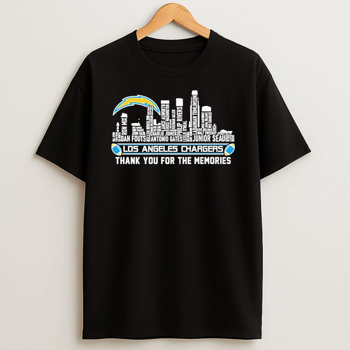 Los Angeles Skyline X Los Angeles Chargers Typo Team Name Shirts