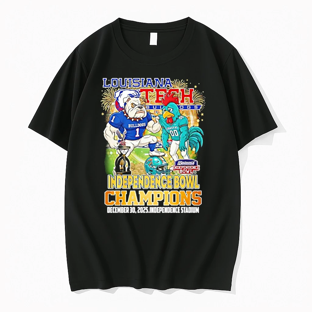 Louisiana Tech Bulldogs 2025 Independence Bowl Champions Mascot Shirts
