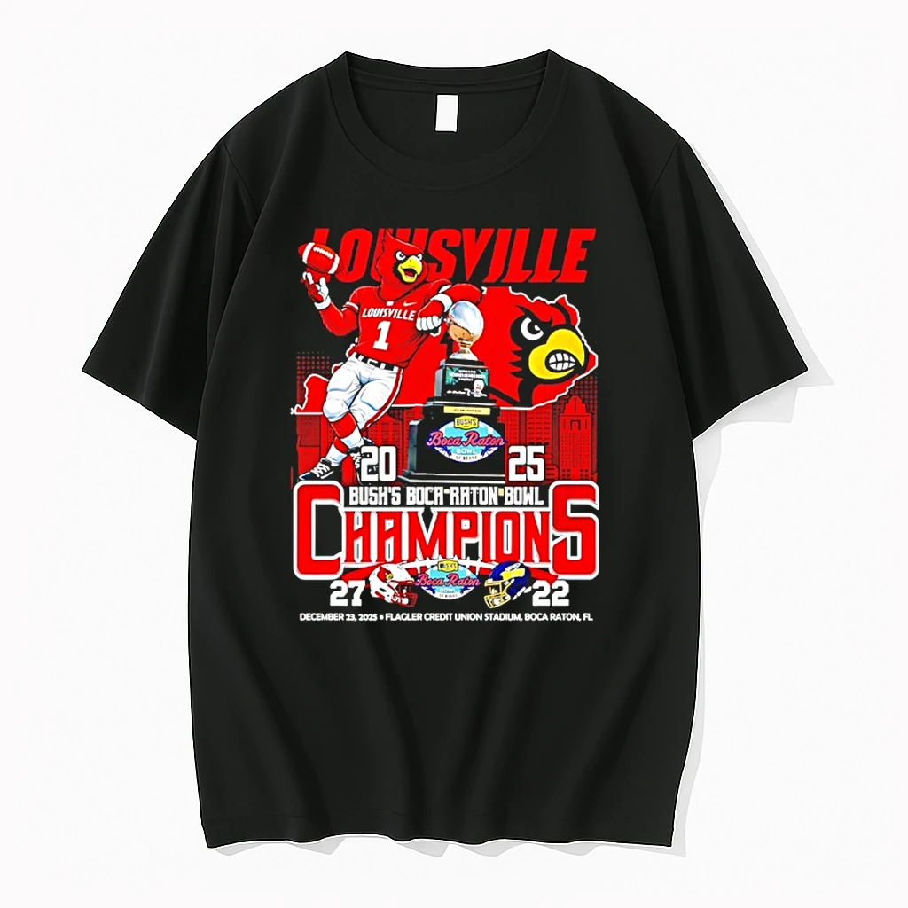 Louisville Cardinals 2025 Bushs Boca Raton Bowl Champions City Skyline Shirts