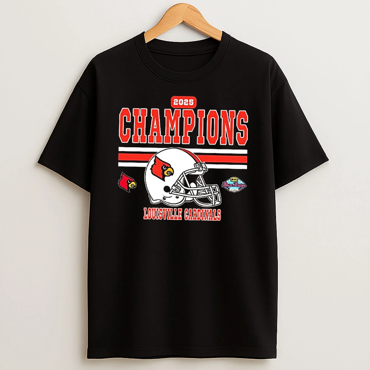 Louisville Cardinals Football Champions 2025 Bushs Boca Raton Bowl Of Beans Shirts